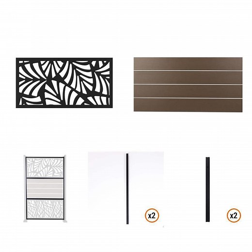 Deckorators Privacy Screen Kit with Palm Insert and Brown Boards For In-ground Installation with Frame and Posts - The Home Depot