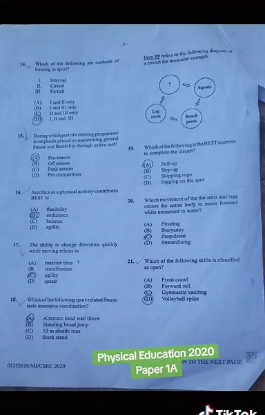 Physical Education CSEC Students check in 2020 multiple choice paper with answers #pastpapers2020 #pastpapers #csecpepaper #cxcpe #teachersbelike #teachersoftiktok #teachersontiktok #fyp