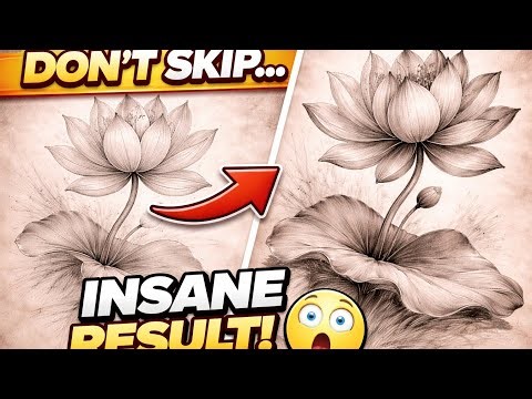 Lotus Drawing Easy to Realistic 🌸 Step by Step (Must Watch!)