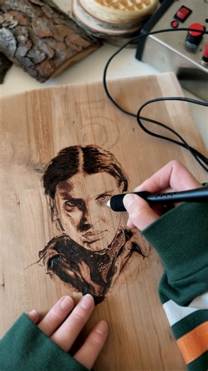 @strangerthingstv progress Brushing up on my portrait skills while I wait for season 5. #woodburning #pyrography #strangerthings #strangerthings5 | Hippie North
