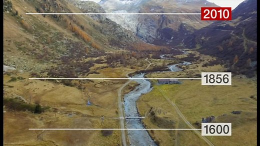 スイスの氷河が異常に溶けて…温暖化の現実 - BBCニュース