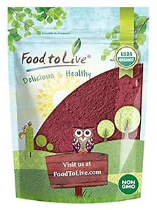 Food to Live Organic Beet Root Powder, 2 Pounds — Non-GMO, Raw, Kosher, 100% Pure, Vegan Superfood, Bulk, Rich in Iron and Fiber, Great for Juices, Drinks, and Smoothies