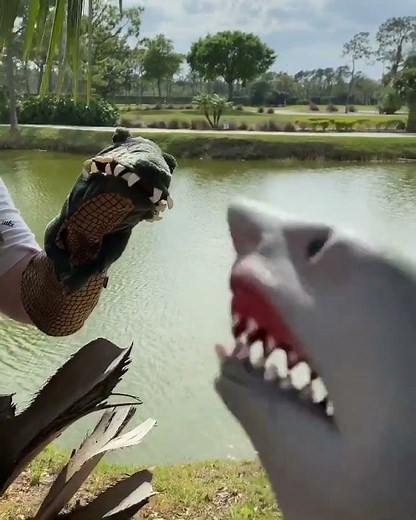 Bill Jensen's Alligator Puppet with Shark Puppet