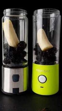 Blend Battle: Banana + Blackberries in Portable Blenders#shorts