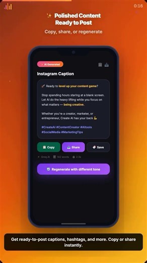 AI Caption & Script Generator for Creators ✨ #Shorts #CreateAI