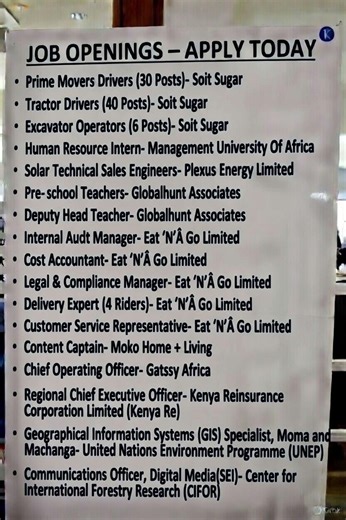 100+ Jobs Just Released in Kenya 🇰🇪🔥 Drivers, Internships, NGO & Top Paying Roles (Apply NOW!)
