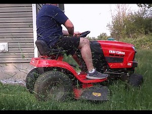 Craftsman T110 takes on overgrown lawn (Part 1) - satisfying video