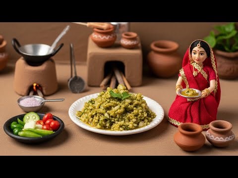 Miniature Doll Mint Chutney Preparation ASMR | Indian Village Tiny Kitchen Recipe