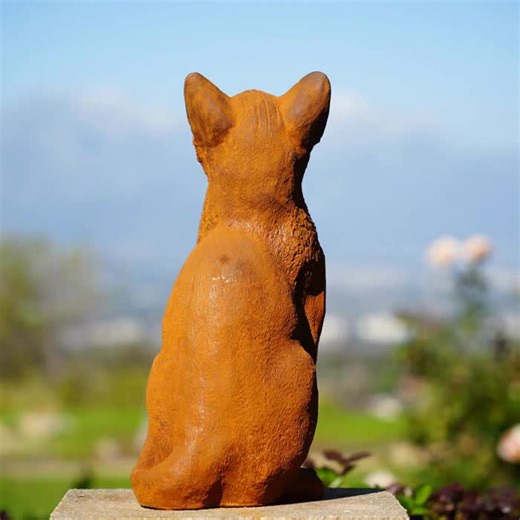 Cast Iron Cat Sculpture Rustic Garden Statues, Porch & Patio Decor - Etsy