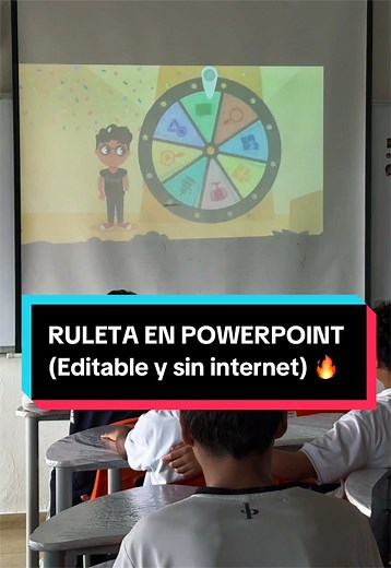 Ruleta en PowerPoint editable sin internet - plantilla para maestros