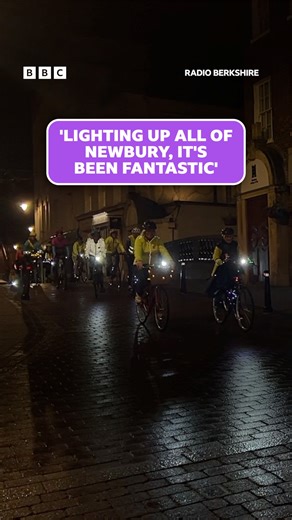 'Lighting up all of Newbury, it's been fantastic' 💡 🚴‍♀️ Newbury cycle clubs teamed up to support 'National Glow Rides' which encourages safe cycling for women in the dark. | BBC Berkshire
