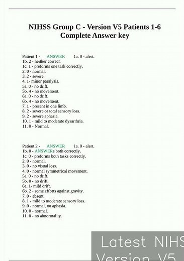 Latest NIHSS Group C Version V5 Patients 16 Complete Answer key1 video
