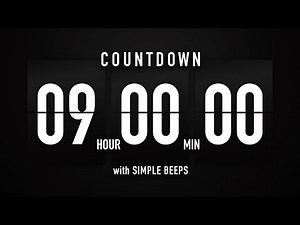 9 Hour Countdown Timer 🕙 Flip Clock with Simple Beeps 🔊🖤
