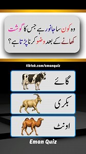 Animals Quiz: General Knowledge Questions in Urdu