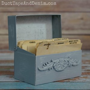 How to Update an Ugly Old Metal Recipe Box with Paper Clay Castings