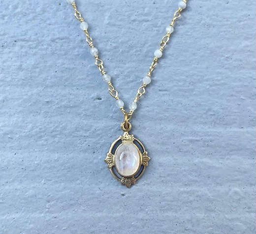Vintage Moonstone Necklace - Etsy