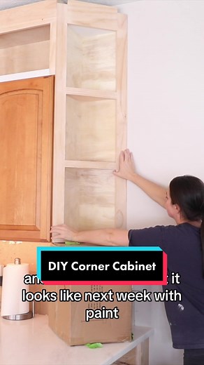 Easy DIY corner cabinet build in our kitchen renovation. #diyproject #diy #easydiyprojects #kitchendiy #diykitchen #beginnerdiy