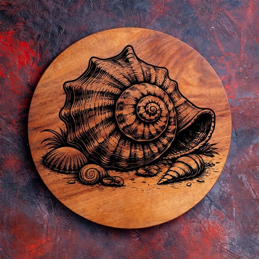 Seashell Ocean Laser Engraving SVG – Nautical Beach Vintage Coastal Design - Etsy