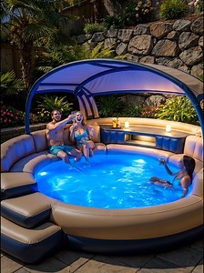 Luxury Inflatable Pool Setup - Complete Backyard Transformation in 60 Seconds