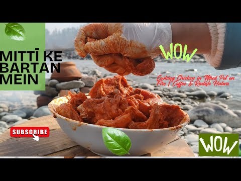 Mud Pot Chicken Outdoor & rustic cooking on Fire at –3°C ❄️🔥 | Coffee & Carrot Halwa