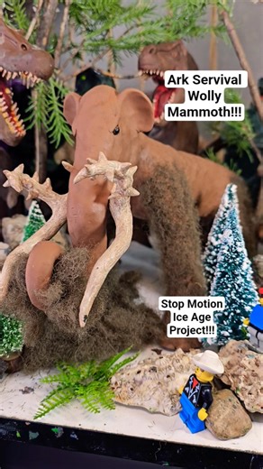 Jurassic World Stop Motion - Wolly Mammoth Ice Age Clay Ark Survival #shorts