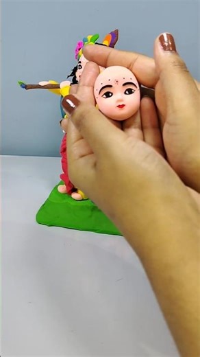 clay krishna ji and radha rani 🤗😍// making clay art tutorial 🤩 #diy #art #viral #shorts