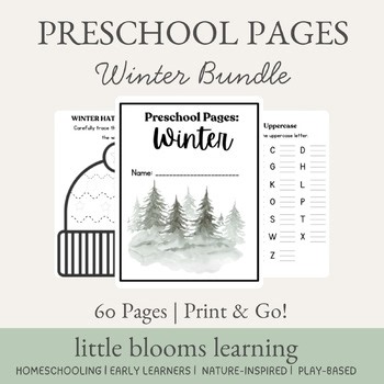 Preschool Pages: Winter Worksheets | No Prep, Literacy, Math, Fine Motor