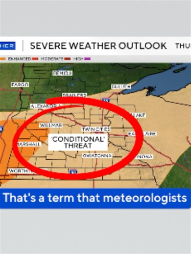 “Conditional severe” = not a sure thing… but not zero either ⚠️ Here’s what needs to happen for storms Thursday. #mnwx #weather #severeweather #twincities #stormalert