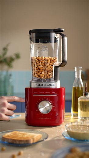 Choosing between crunchy or creamy can be a tough nut to crack. Thankfully, the KitchenAid® Pure Power Blender has a 10-Speed Precision Control Knob, so you can adjust the texture until you find everyone’s sweet spot. | KitchenAid Canada