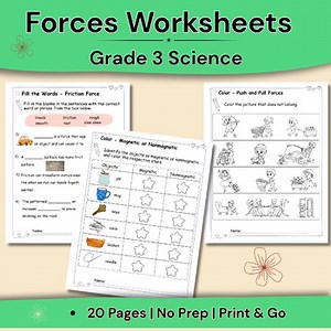 Forces Worksheets Grade 3 | Push Pull, Magnets & Friction | Science No-Prep Prin