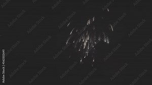 Colorful fireworks festival. Beautiful sparkling fireworks close-up view in slow motion. Wonderful real fireworks in the night sky. fireworks show. 4K 120fps video, ProRes 422, 10 bit ungraded C-LOG.