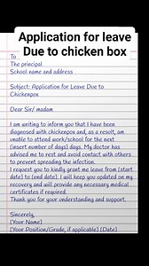 7K views · 61 reactions | Application for leave Due to chicken box #trendingreels #education #virals #school #application #leave | English Class | Facebook