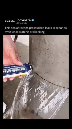 Inovinate on Instagram: "A high-pressure leak can look impossible to control—until you see how modern sealants are designed to work. 💦 This advanced formula reacts the instant it touches water, forcing it aside and bonding directly to metal, even on fully wet surfaces. There’s no need to dry the area, as the material begins curing immediately and thickens fast enough to block the leak before more water escapes. As it sets, the sealant forms a flexible, watertight seal that locks into the crack,