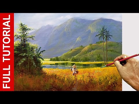 TUTORIAL : Acrylic Landscape Painting / Farmer in Lake / JMLisondra