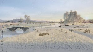 Golden farmland of winter-to-spring season transition time lapse