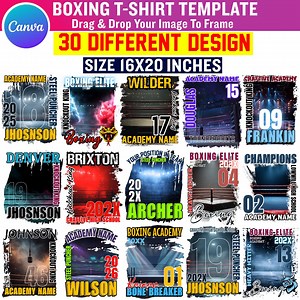 30x Boxing T-shirt Canva Template Bundle | Game Day Editable Design for High School Sublimation | Personalized Team Shirt Set - Etsy
