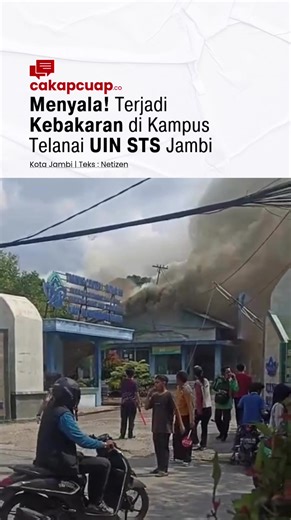 Nah min, ado kebakaran di UIN Telanai siang ini, Jum’at (25/7/2025). Belum ada informasi penyebab dan total kerugian. #jambi #jambiviral #jambipride #api #kebakaran #uin #jambi