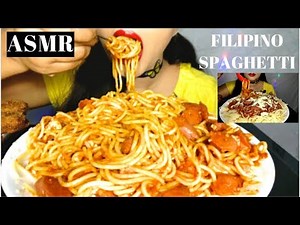 ASMR:FILIPINO SPAGHETTI EATING SOUNDS *NO TALKING* MUKBANG SWEET SPAGHETTI