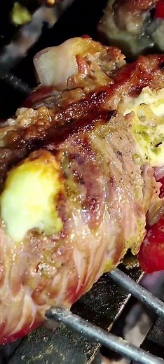 Carne a la parrilla con queso y verdura receta fácil y jugosa #Parrilla #BBQ #Recetas #Viral #Foodie