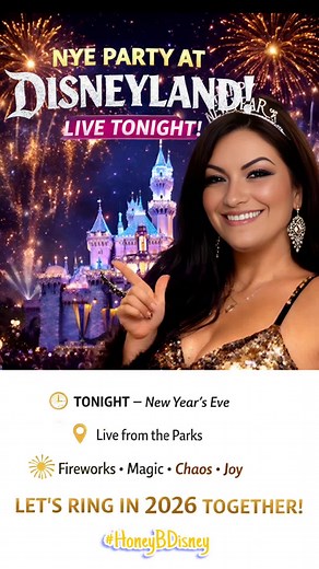 We’re ringing in the New Year LIVE from Disneyland 🎆 Fireworks, magic, chaos, joy, all with the Hive 🐝 Come celebrate with me tonight!! ✨ #NYEAtDisneyland #DisneylandLive #NewYearsEveLive #DisneyTok #HoneyBDisney
