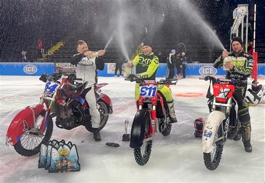 Last night in the Manufacturers Cup Pro Motorcycle Class. The field was loaded and there were no second chances. Round 1 podium shook out like this: 🏆 Henry Wiles with the Win — precise, relentless, and untouchable from start to finish. 🥈Jay Maloney making the return to ICE came out swinging, claiming second. 🥉Kenny Dahlin kept it pinned to secure third. The razor sharp studs were screaming and the bikes were flying. Every lap mattered. Thank you to every racer who sent it and brought the hea