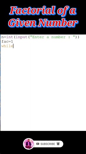 Factorial of Given Digit Python Program #python #factorial #python_program #pythonprogramming #idle