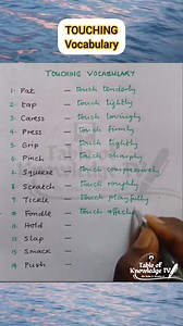 TOUCHING Vocabulary. | Table of Knowledge TV