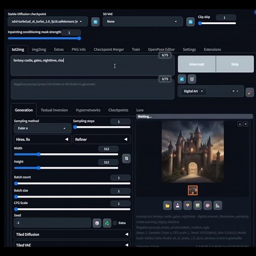 Automatic1111 + SDXL Turbo = Realtime Prompting #shorts