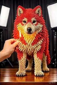 Ultra Realistic Wolf Sculpture Made From Thousands of Matchsticks 🔥 | 8K Photorealism #shorts