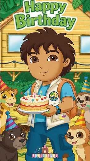Go Diego Go Wishes You a Happy Birthday! 🎉 Beautiful Birthday Greeting with Animals and Cake 🥳