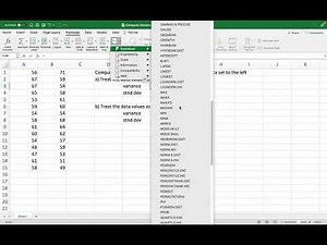 Calculate variance and standard deviation using Excel