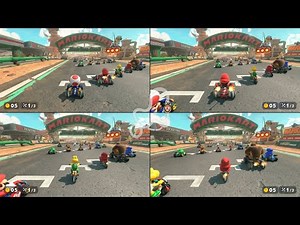 Mario Kart World 4-Player Split Screen Local Co-Op Nintendo Switch 2 Gameplay! - Mushroom Cup!