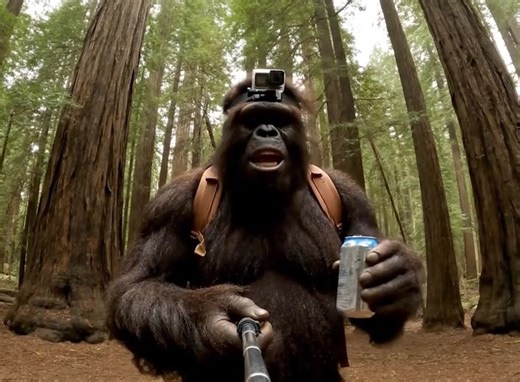 Bigfoot tweaking on energy drink🤯#AI #bigfoot #energydrink #forest #tweaking