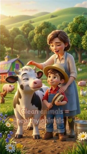 BRUSHING COW 🐄 #cow #animation #viralshorts